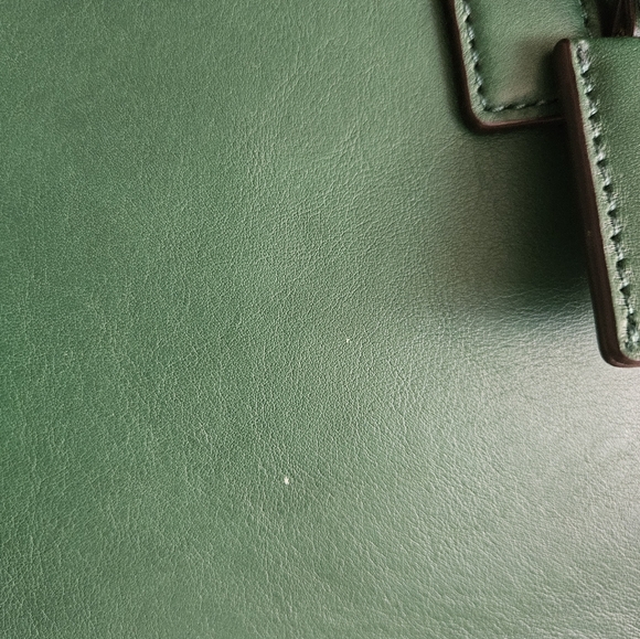 Michael Kors Hamilton Traveler Green Leather Satchel Bag - Picture 9 of 17